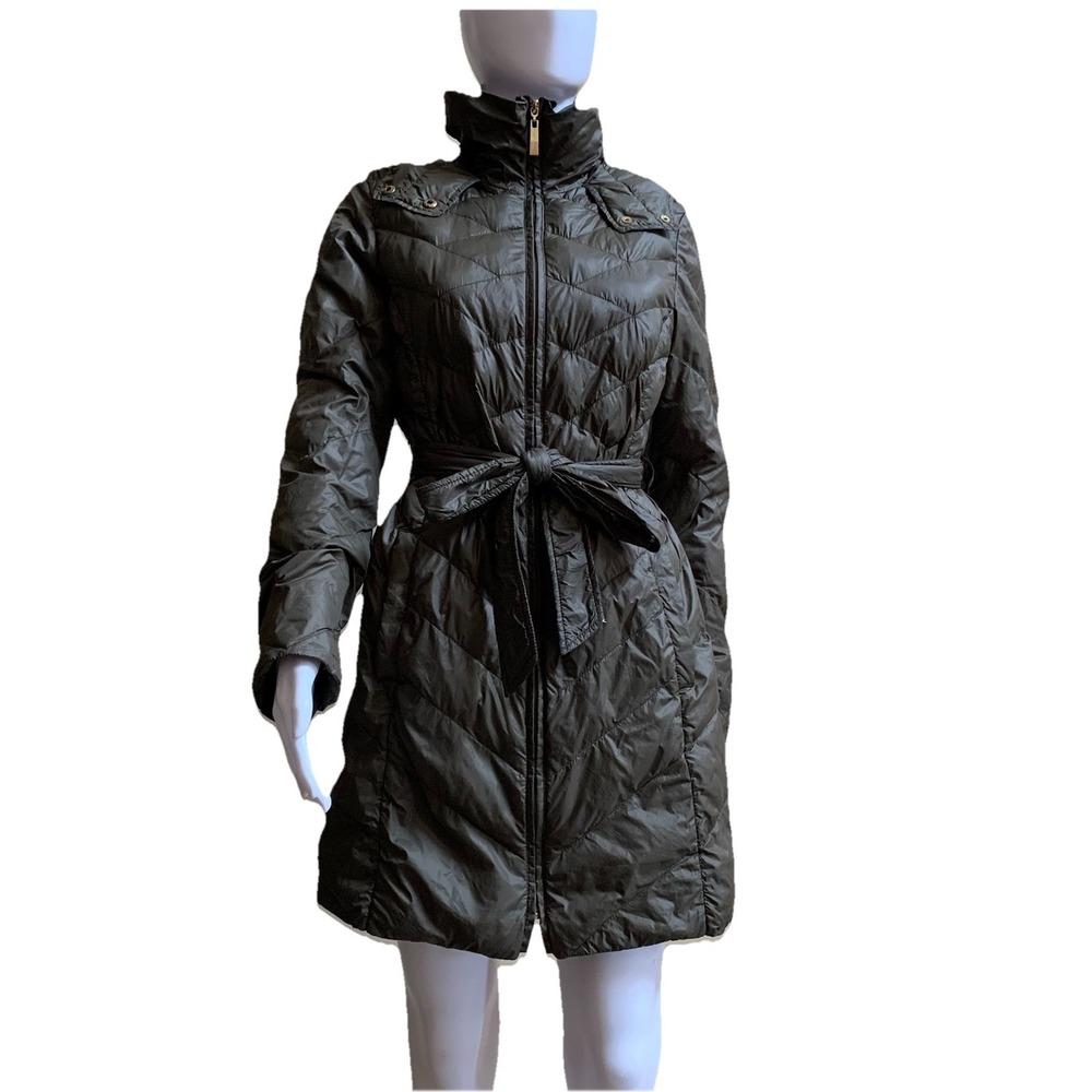 ELLEN TRACY‎ SZ Small PUFFER LONG COAT JACKET BROWN LIGHT WEIGHT PACKABLE WOMEN